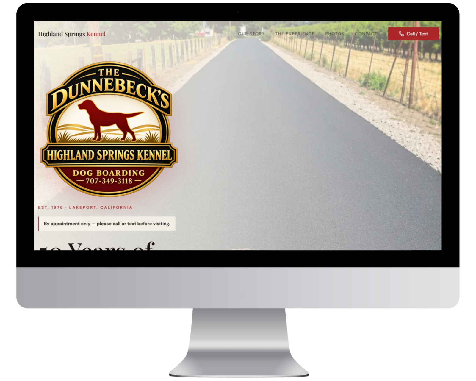 Highland Springs Kennels website, built for a dog kennels and boarding business