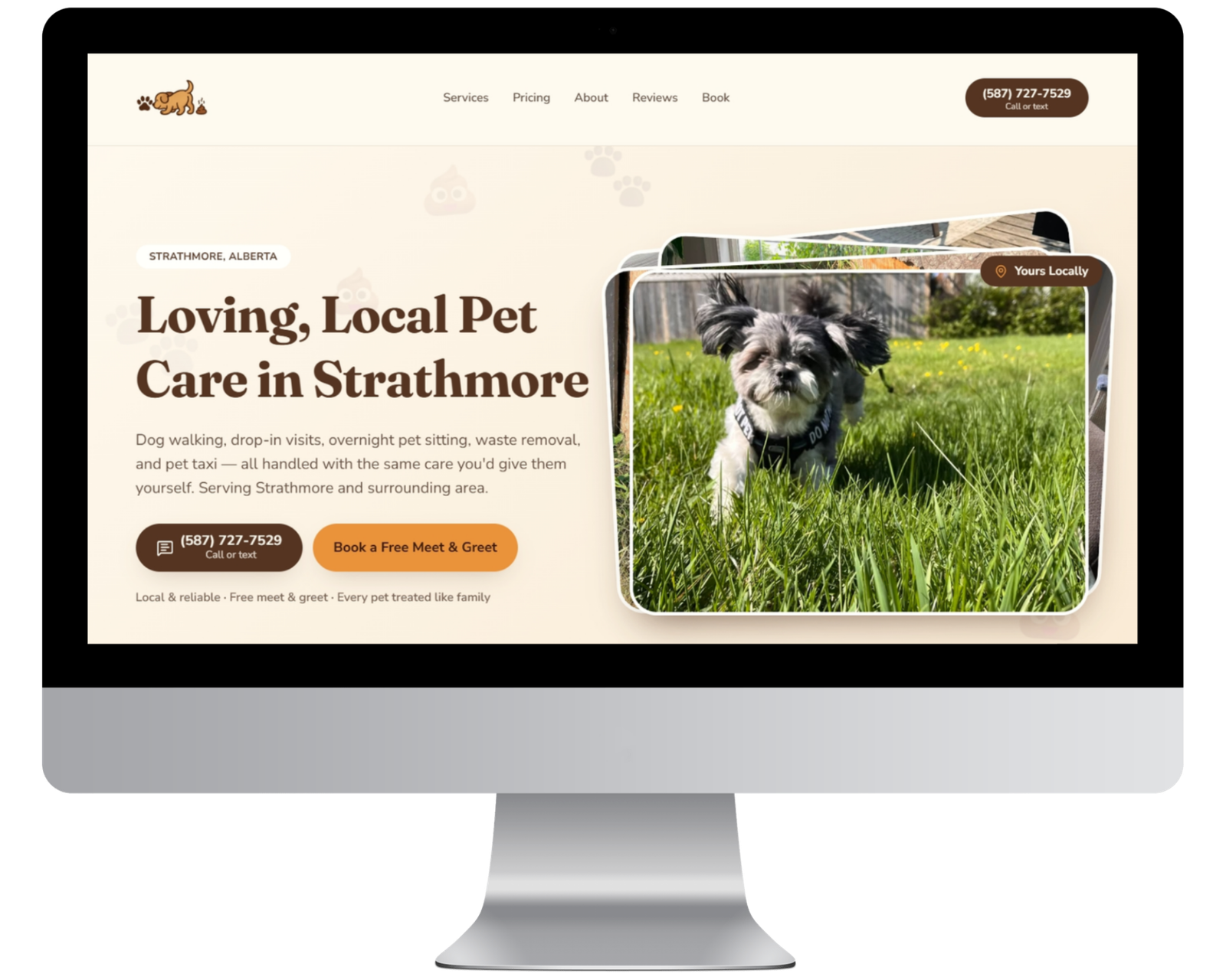 Paws Poop n Play website, built for a pet sitting business
