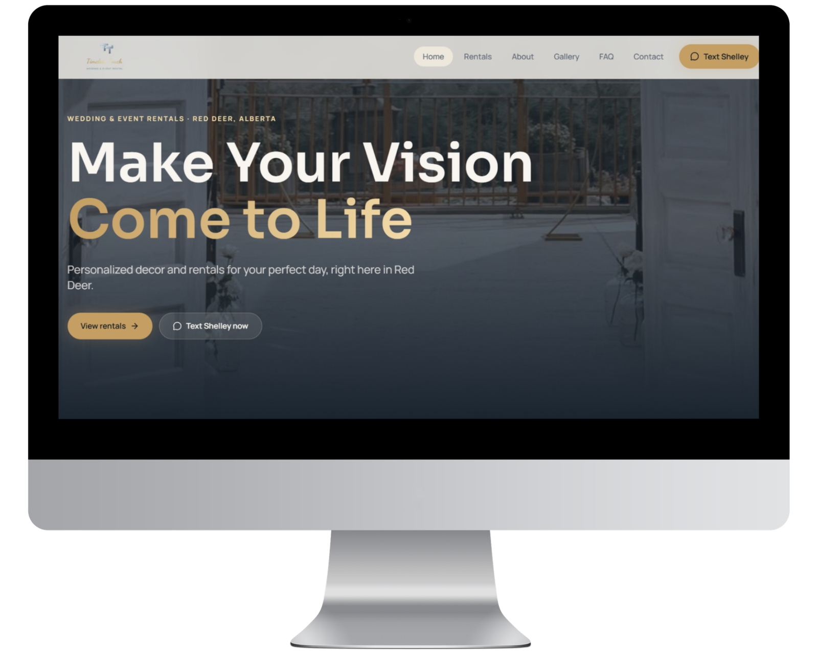 Timeless Touch Weddings website, built for an event rentals business